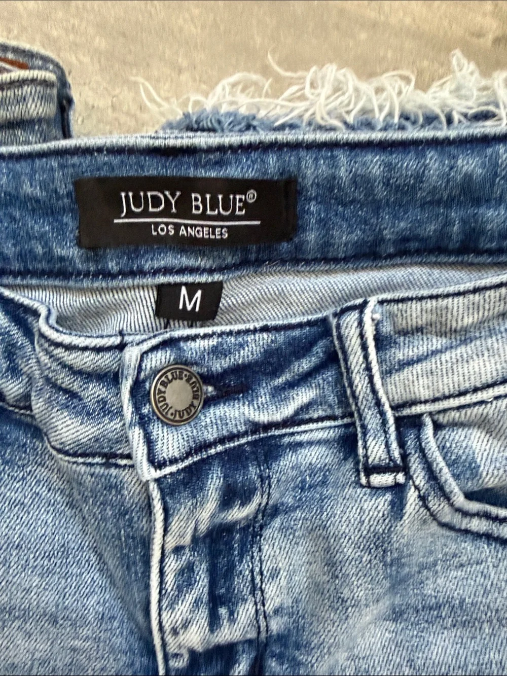 Judy Blue Light Blue Distressed Denim Shorts - Picture 2 of 3